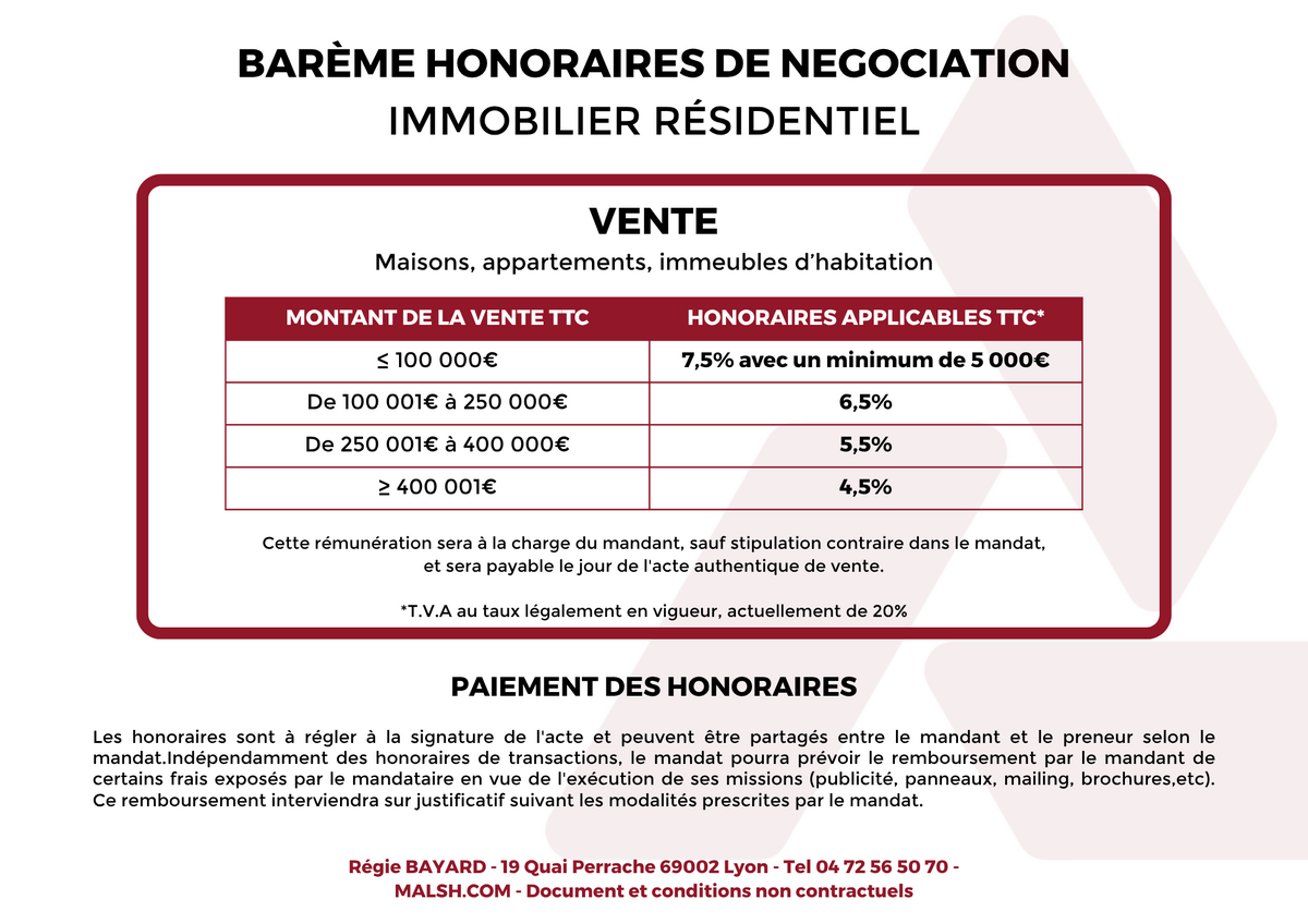 Honoraires Régie BAYARD - Transaction en Immobilier Résidentiel - Location, Vente, Appartement, Maison Honoraires Régie BAYARD - Transaction en Immobilier Résidentiel - Location, Vente, Appartement, Maison